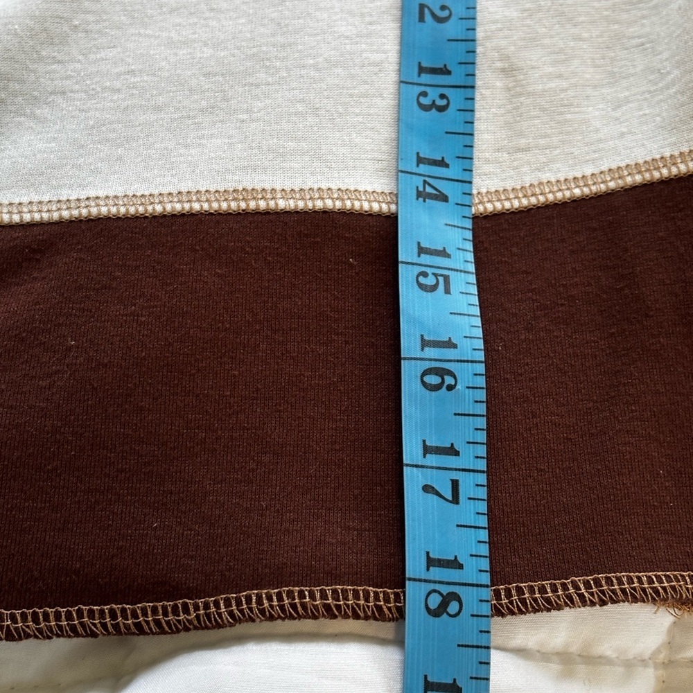 Colorblock Long Sleeve Top XL Neutral Patchwork Fall Outfit - Picture 6 of 7